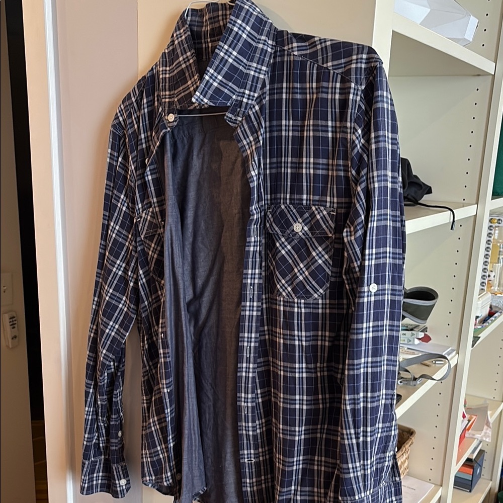 Vince Blue Plaid Shirt